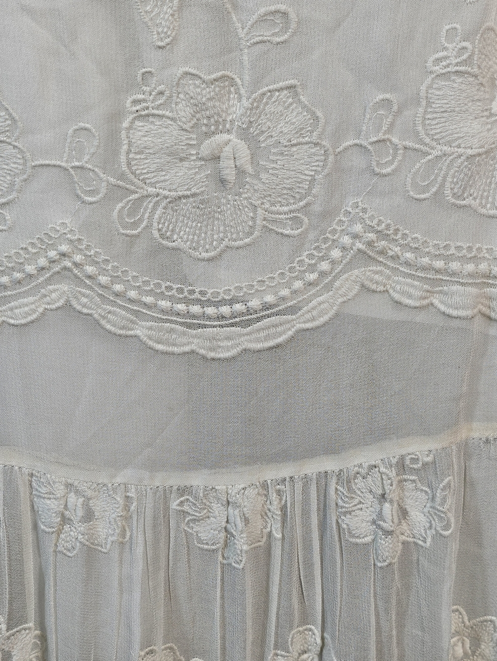 NWT Chelsea & Violet Ivory Embroidered Mesh Semi-Sheer Long Sleeve Maxi Dress - Picture 7 of 16